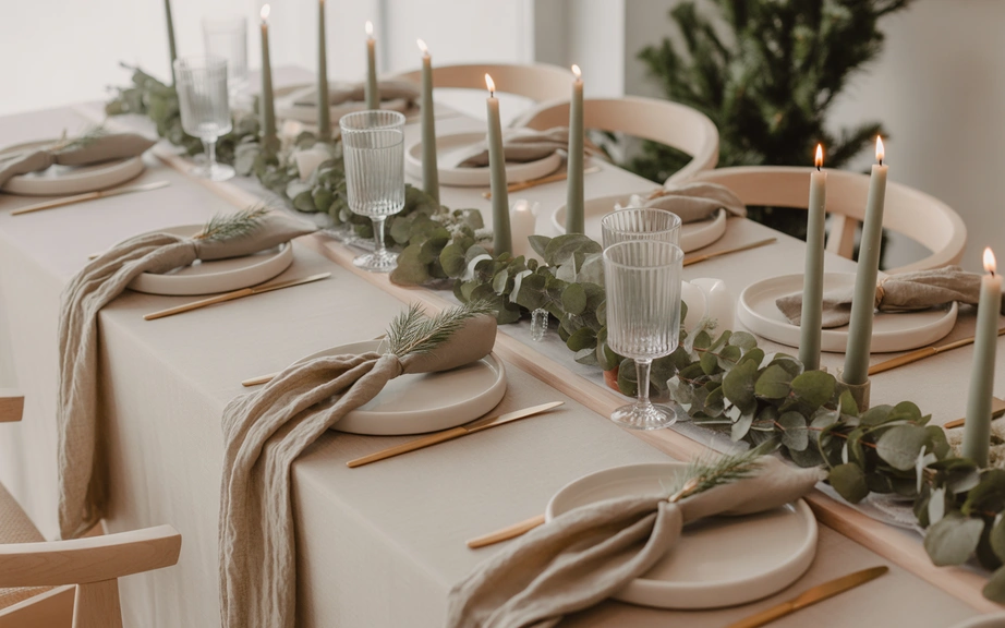 Soft Neutral and Sage Green Dining Room Decor
