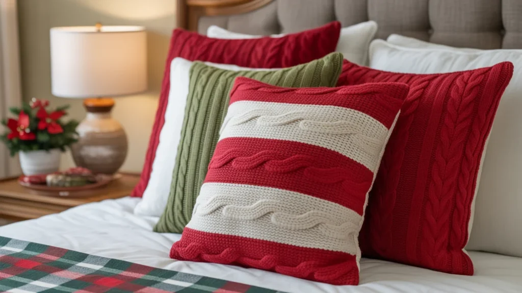 Wrapping paper wall art creating affordable Christmas bedroom decor