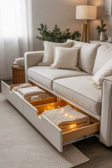  Utilize Under-sofa Storage Drawers