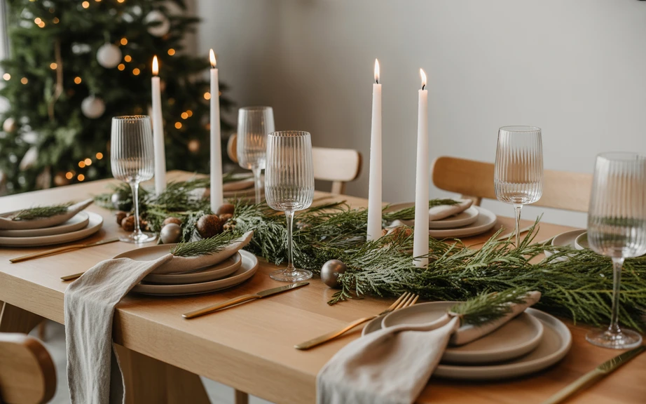 Modern Organic Christmas Dining Room Decor
