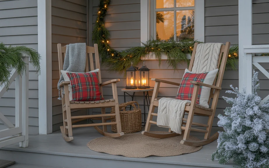 Rocking Chairs with Plaid Pillows