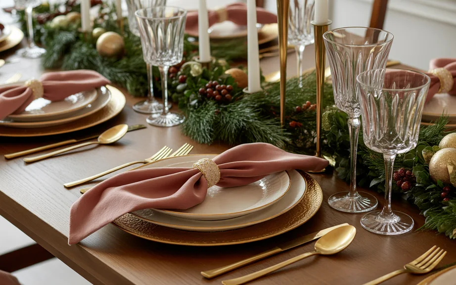 Velvet-Accented Christmas Table Setting