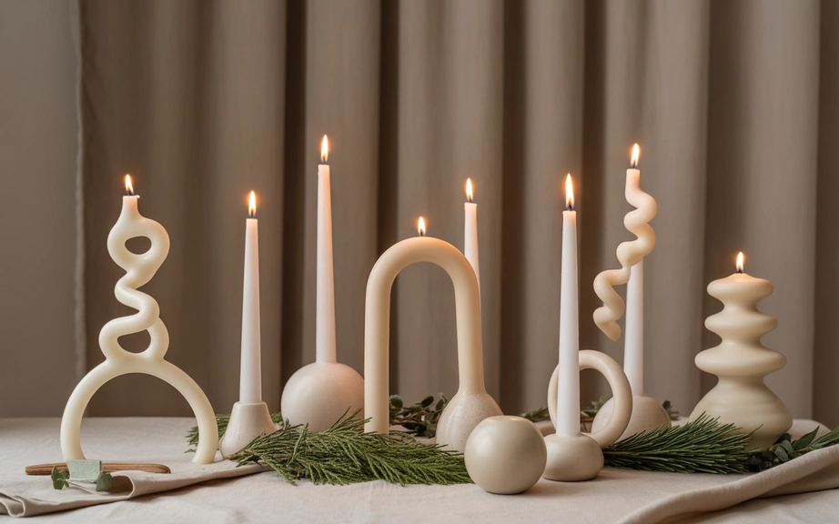 Modern Dining Room with Sculptural Candles