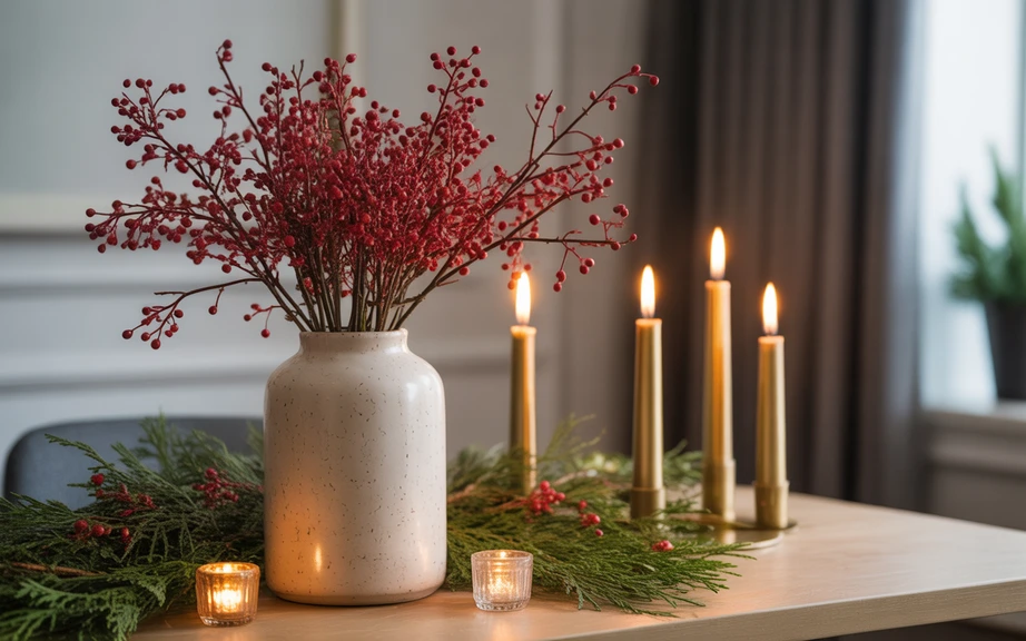 Red Berry Branches for Festive Texture