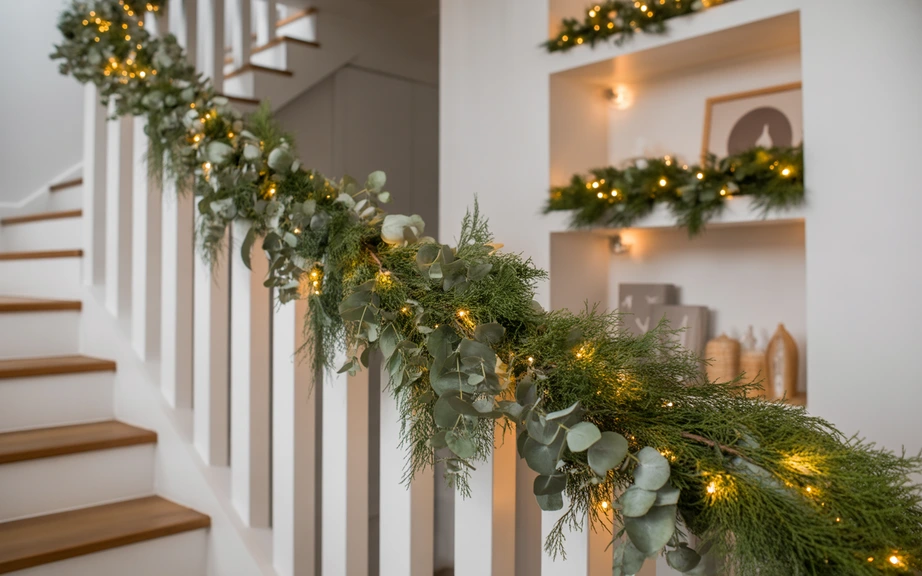 slim eucalyptus christmas garland for modern greenery styling
