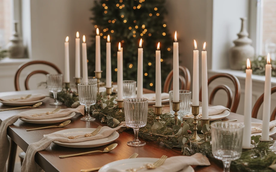 Vintage Brass Candleholder Tablescape