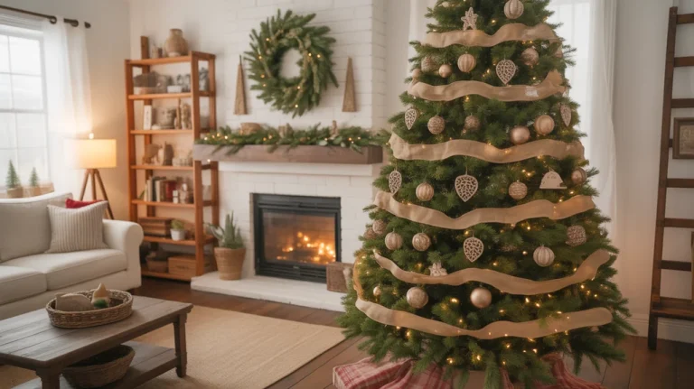 Farmhouse Christmas tree decorating ideas for a rustic and cozy holiday home 2025