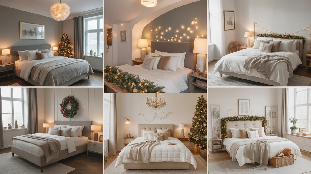Cozy Christmas bedroom ideas for a warm winter retreat with soft lighting, flannel bedding, and festive decor accents