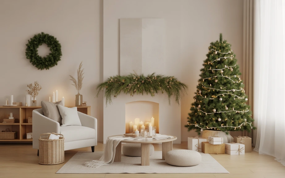 Minimalist Holiday Home with winter to new years color pallets