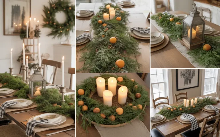 Rustic farmhouse Christmas dining room decor