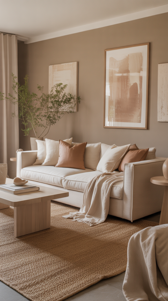 1. Ground the room with a warm neutral palette