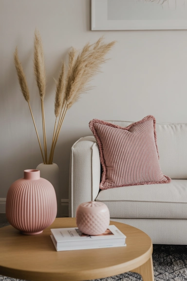 Pink Decor Accents Used Sparingly for Visual Cohesion
