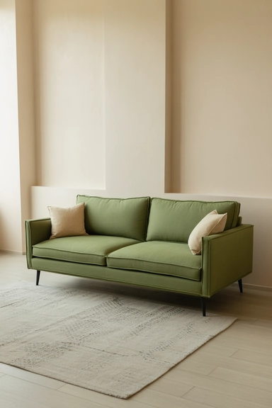 Pair your green couch with black accents for bold contrast