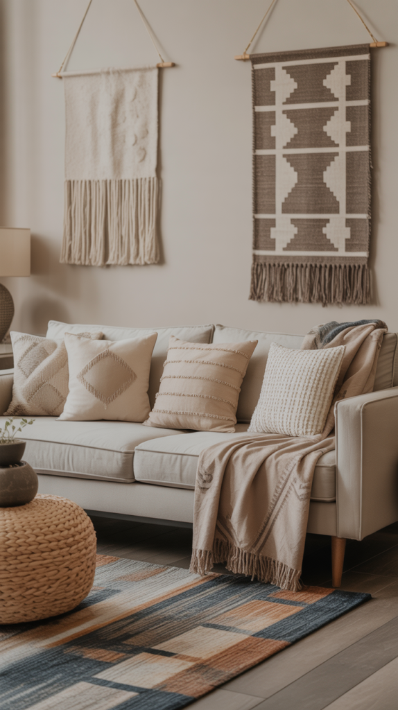 11. Use patterned textiles to add gentle visual interest