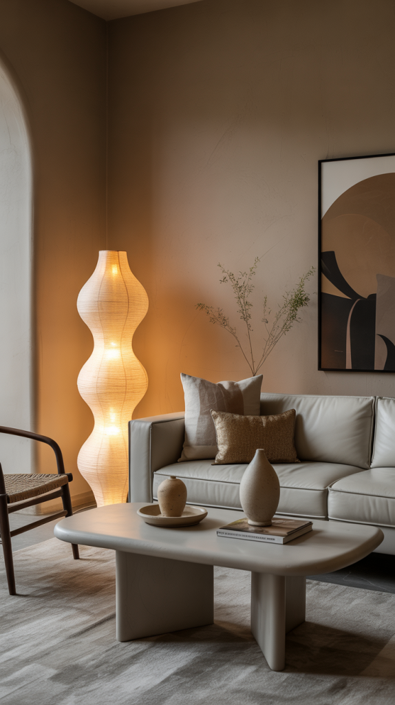 12. Add sculptural lighting to elevate modern warmth