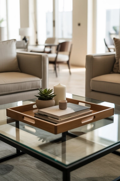 Keep Tray Decor Low for Clear Sightlines