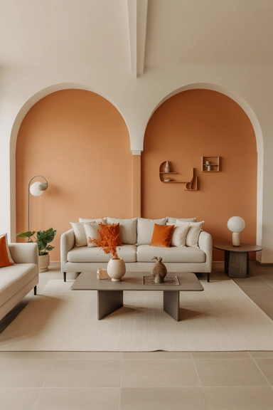 Orange Accent Walls That Define Zones Without Closing the Space