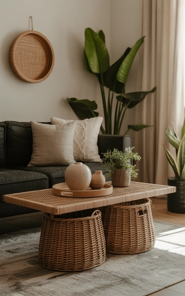 Natural woven textures in décor