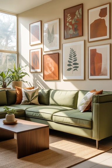 Add earthy art and wall décor for cohesive character