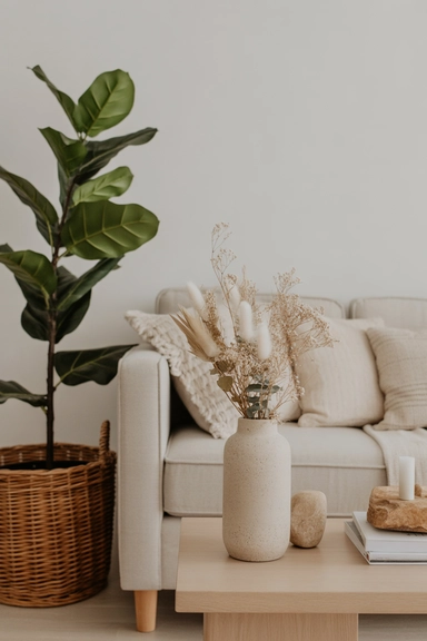 Living room decor using natural elements