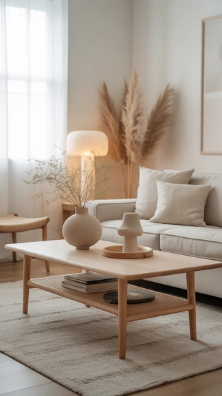 Bring in a minimalist coffee table for clean simplicity