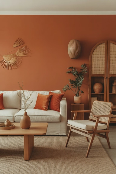  Burnt Orange Combined With Natural Materials for Grounded Style
