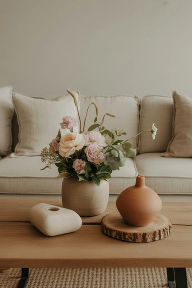 Flowers Paired With Natural Materials for Cohesion