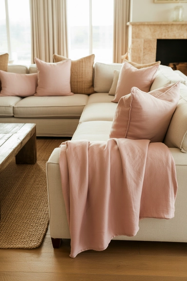 Pink Combined With Natural Materials for a Grounded Look
