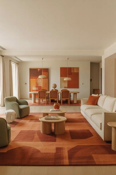 Burnt Orange Used in Transitional Elements Between Spaces