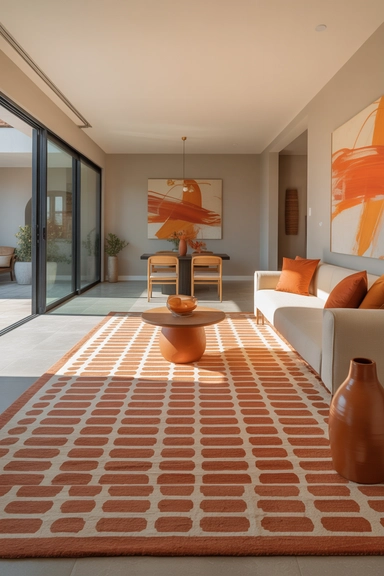 Orange Used in Transitional Elements Between Spaces
