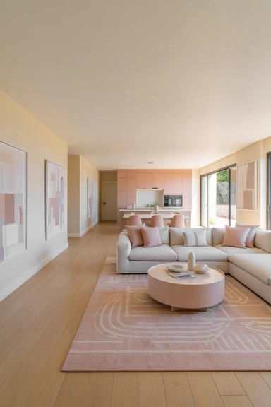 Pink Used in Transitional Elements Between Spaces