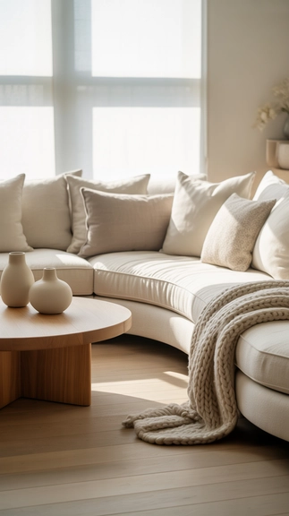 Choose soft curved furniture to enhance gentle flow