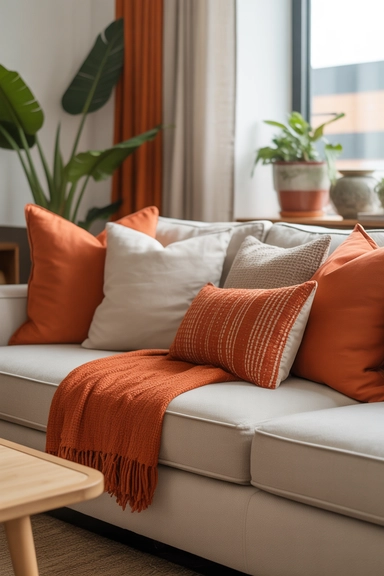 Layering Orange Through Cushions, Throws, and Textiles