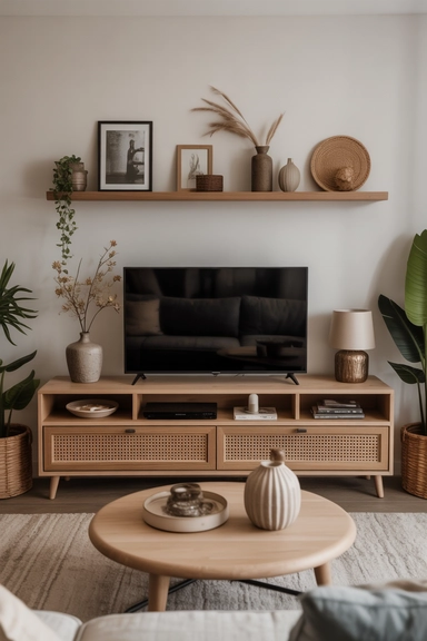 Use Asymmetry to Avoid a Stiff TV Stand Arrangement