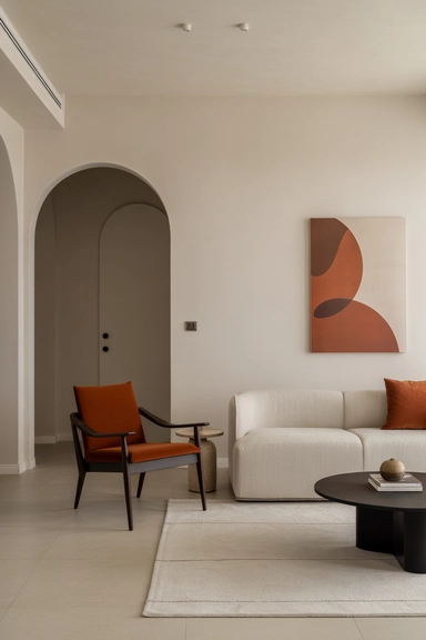 Burnt Orange Used With Restraint in Minimalist Interiors