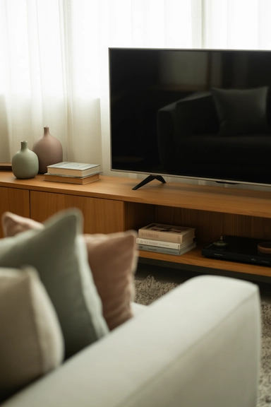Let the TV Stand Decor Sit Back Visually