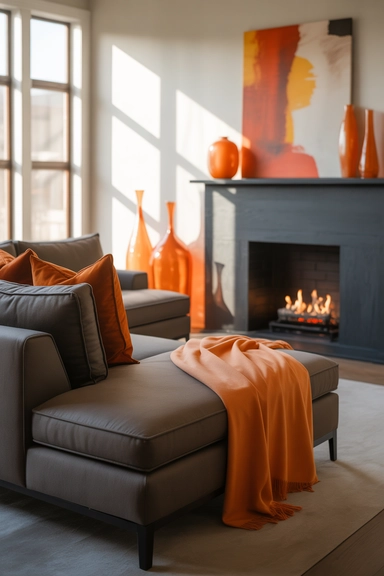 Orange Decor Used to Emphasize Focal Points