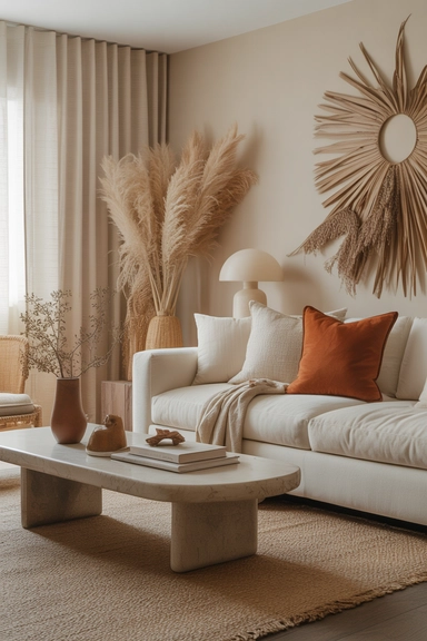 Living Room Decor Ideas With Burnt Orange and Neutral Color Schemes