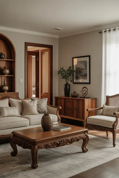  Traditional Living Room Decor Ideas Using Rich Wood Tones