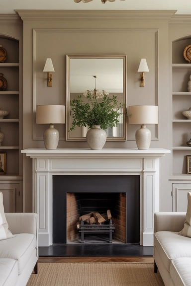 Center Decor Around the Fireplace for Visual Stability