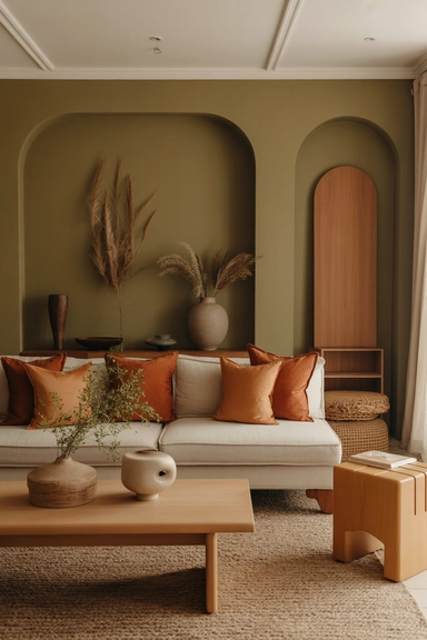 Living Room Decor Ideas With Burnt Orange and Earth Tones