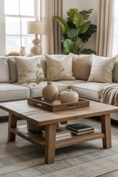 Cozy coffee tables that anchor the space