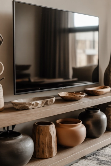 Ground the TV Stand With Visually Heavy Elements