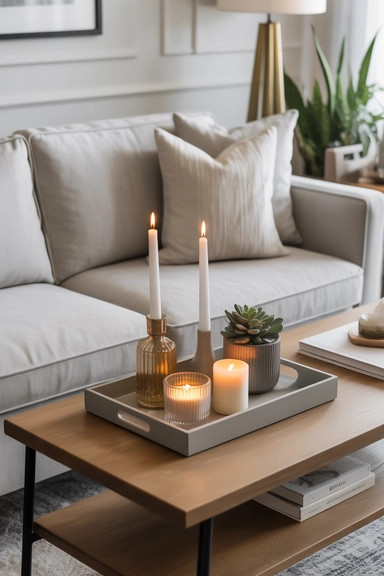 Use a Tray to Contain Smaller Decor Pieces