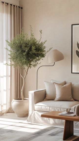 Bring in greenery to add life to the warm minimal palette