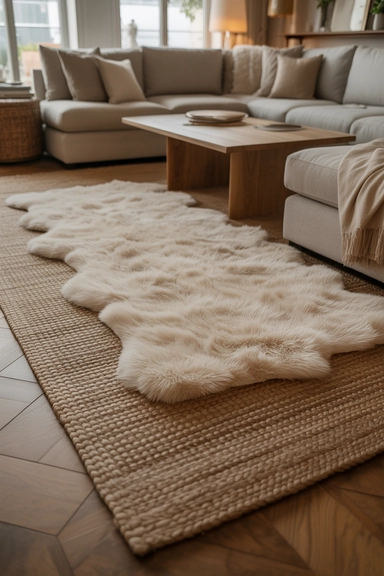  Cozy Living Room Decor Ideas on a Budget Using Layered Rugs