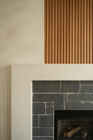 Keep Materials Consistent Across the Fireplace Wall