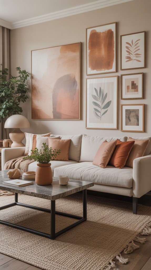 8. Choose earthy artwork to reinforce the palette