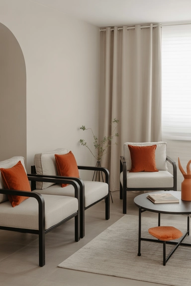 Living Room Decor Ideas With Burnt Orange and Black Accents