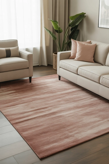 Pink Rugs That Gently Anchor the Seating Area